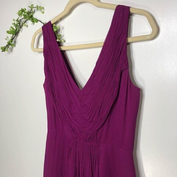 J. Crew Fuschia Purple Silk Gathered Tank Dress - Picture 2 of 10